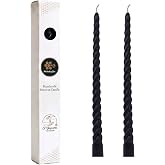 Petekoğlu Siyah 2 Adet Konik Burgulu Balmumu Mum Şamdan Mumu Doğal Petek (Beeswax Candle) 27.5 cm