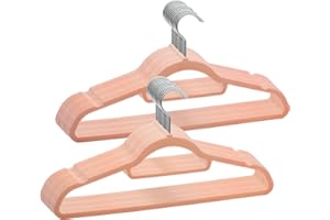 ABHENG Cintre en Velours, Lot de 30, Encoches antidérapantes, Économie d'espace, Crochet pivotant 360°, avec Barre de Cravate, 43,5 x 0,6 x 22,5 cm (L x B x H), Rose Clair, AFY0430P