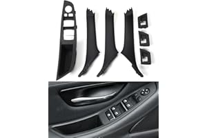 SHSBSCAR 7-teiliges Türgriff-Set für BMW 5er F10 F11 520 530, Fensterschalter-Armlehne auf der Fahrerseite + Beifahrertür-Zuggriff + Fensterschalter-Abdeckungen für 523 525 528 535 (2010–2016)–Schwarz