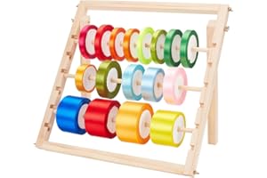 BENECREAT Supporto di Stoccaggio Nastri in Legno Organizzatore di Supporto a Nastro a 3 livelli Organizzatore di Supporto per Bobina per Artigianato Cucito Nastro di Filo di Maglia Rotolo di Tulle
