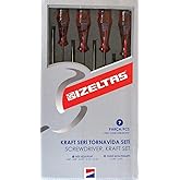 İzeltaş 4100008107 Kraft Seri Tornavidalar, Kırmızı, 7 Li