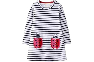 VIKITA Vestito Manica Lunga Striscia Cartoon Animale Sciolto T-Shirt Vestitos Bambina