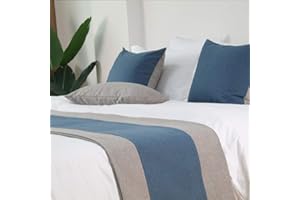 WYHQL Double Color Patchwork Bed Runner Bed flag Hotel Luxurious Bedding Bedroom Decorative Scarf Cushion Covers (Color : Blue1, Size : 48x180cm (for 1.2m bed))