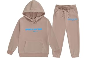 YUEXIRUI Kids Tracksuit Full Set Girls Boys 2 Piece Oversized Outfit Long Sleeve Pullover Jumper Hoodie and Loose Sweatpants Bottom Jogging Pants Running Walking Hiking Track Suit