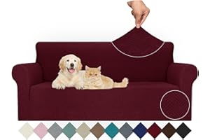 Ystyle Copridivano 3 Posti Con Braccioli, Super Elasticizzato Fodera Divano, Copridivani Antigraffio Gatto Antiscivolo Antimacchia, Universale Moderno Sofa Cover Lavabile, Bordeaux