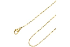 FOCALOOK Collar Mujer Acero Inoxidable 316L 1.4mm/2mm Cadena Fina Rolo para Colgante Collar Minimalista Eslabones Redondos Ancla 40-60cm Joyería Delicada Cuello