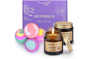 SUPERSUN Bath Bombs Gift Set Women: Unique Birthday Gifts for Her Mum Woman Vegan, Natural Relaxing Spa Pamper Present for Best Friend Female Ladies Sisters Organic Christmas Beauty Hamper