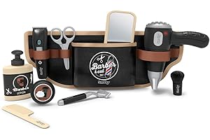 Smoby - Barber & Cut - Ceinture - Jouet d'Imitation Barbier - Tondeuse Mécanique, Paire de Ciseaux, Sèche-Cheveux Electronique - 10 Accessoires - A Partir de 3 Ans