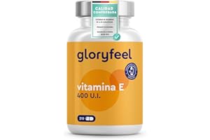 GLORYFEEL Vitamina E 400UI - 210 Cápsulas (Para 7 meses) - Potente Antioxidante de D-α-tocoferol (la forma más Bioactiva de Vitamina E) - Protege las celulas del estres oxidativo* - Probado en laboratorio