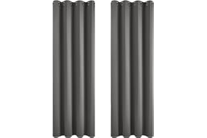 Deconovo Tende Oscuranti per Interni 2 Pezzi 290 CM Altezza, Tende Termiche Isolanti con Occhielli per Soggiorno Moderne, 140x290 CM (Larghezza x Altezza), Grigio Scuro