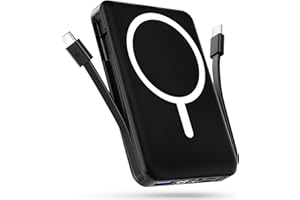 Podoru para Magsafe Powerbank, 10000mAh Bateria Externa, Bateria mag-Safe Integrado USB-C, Cargador Portátil Magnético PD 20W Carga Rapida Pantalla LED para Serie iPhone 17/16/15/14/13/12-Negro