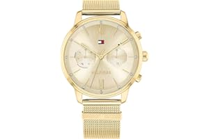 Tommy Hilfiger Damski zegarek kwarcowy z wieloma tarczami ze stali nierdzewnej z siateczką