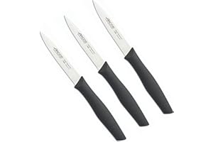 Arcos | Set 3 Couteau D'Office | Couteaux Couteau à éplucher | Couteaux éplucher les pommes de terre | Acier inoxidable NITRUM | Lame 100 mm | Emballage écologique | Couleur noir