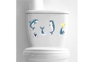 Playful Dolphin Stickers x5 [Waterproof] Photographic Quality Decals, Bath Decor Graphics DIY Peel & Stick Perfect for Bathroom, Wall, Cars & Other Home Projects. LaoGraphics® (Dolphins)