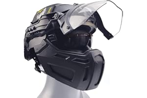 AQZXDC Airsoft Helm mit Schutzbrille und Visier Set, Full-Wrap Military Paintball Schutz Kombination, Visier 90°Verstellbar, für Outdoor-Jagd, CQB Schießen, BBS