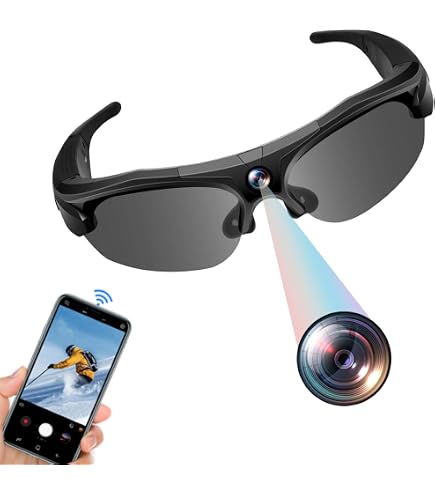 Occhiali Sportivi Con Fotocamera 4K - Videocamera Integrata, 64 GB, Angolo 120°, Filtro UV, Per Ciclismo E Sci