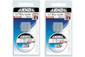 STMK Set: 2 x Jenzi Stahl Vorfach, Powerflex, 7x7, 6, 9, 12, 15, oder 20 kg, mit 20 Klemmhülsen Vorfach + gratis Petri Heil! Aufkleber