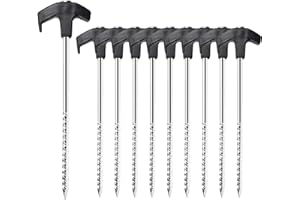 BOOSHMall 10x Piquets de Tente, 25cm Piquets en Acier Robustes, Sardines de Fixation pour Camping et l'extérieur, Crochets de Tente pour Sol Dur et Bois