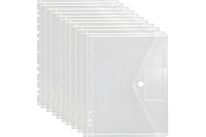 ORAGKE Lot de 30 Pochettes Plastique A4 Transparentes - Pochette Rangement Perforées avec Fermeture Scratch, 11 Trous, Poche à Étiquette - Enveloppe a4 pour Bureau, École, Organisation de Documents
