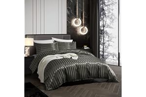 LUOFANFEI Juego de funda nórdica de 220 x 240 cm, satén antracita, gris satinado, juego de cama con cremallera y 2 x 65 x 65 cm, fundas de almohada