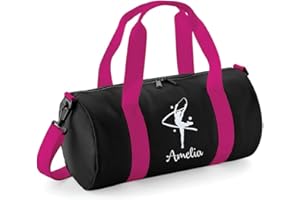 beyondsome Personalised Girls Rhythmic Ribbon Gymnastics Glitter Barrel Bag