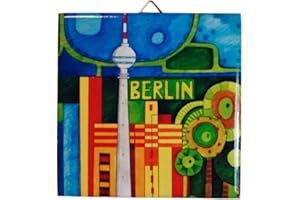 Mania-Manufaktur Dekorative Wand - Fliese: Verschiedene Berliner Motive, bunt (Fernsehturm Tag)