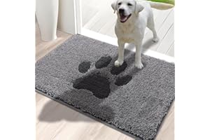 Oiilores Dirt Trapper Door Mat Indoor 50 x 80 cm, Non-Slip Washable Rug, Low-Profile Inside Doormats for Entryway, Super Absorbent Dog Mats for Muddy Paws, Grey