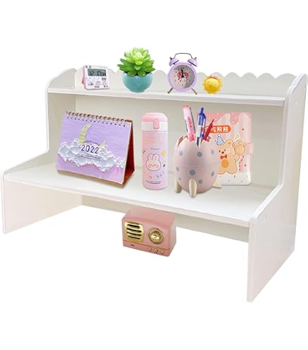 Scaffale Da Scrivania Multistrato Dreamhousey - Libreria Organizer In Legno Massello, Bianco - Foto 8