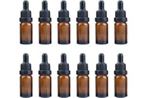 VIVIIHOO Flacone contagocce in vetro marrone 10 ml – 12 pezzi bottiglia farmacista con contagocce, ricaricabile e a prova di perdite, perfetto per liquidi, oli essenziali e aromaterapia