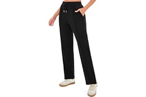 Terecey Pantalón Deporte Mujer Largo de Algodón Pantalones Chándal Cómodos con Cintura Elástica y Bolsillos para Jogging y Gimnasio Fitness