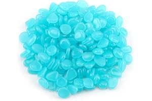 QKHCABLE 200 Pcs Blue Glow Pebbles, Glow in The Dark Pebbles for Outdoor Decor, Garden, Fish Tank, Aquarium, Walkway, Pathway, Lawn, Garden Stones Decorative Pebbles for Potted Plant, Fish Tank, DIY Crafts