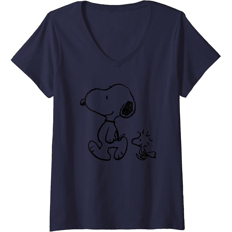 Spreadshirt Peanuts Snoopy T-Shirt Für Frauen In Navy – Taillierter Schnitt, Weicher Stoff, Größe L