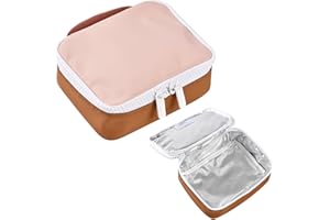 BÉABA, Sac isotherme repas, Lunch box, Boite à Gouter, Isotherme, Waterproof, Etiquette Nom, Capacité 2,7L, Grand Zip, Effet Gomme, Faro, Dusty Rose