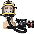Electric Constant Flow Supplied Air Fed System Chemical Gas Dustproof Respirator Sand Blasting Grit Safety Mask with Full Face Filters for Welding, Laboratory, Paint Spray