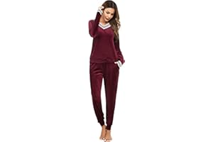 Totatuit Tuta Donna da Ginnastica in Velluto Tuta da Casa Set Tuta Sportiva Casual Pigiami Due Pezzi Pigiama Donna Pile Set Inverno da Yoga Jogging Training Sportwear con Coulisse