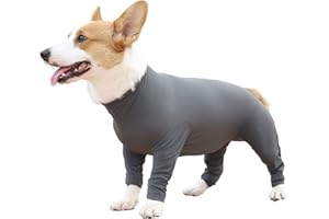 Due Felice Dog Onesie Shedding Suit Full Coverage Pet Surgical Recovery Bodysuit After Surgery Wear E Collar Cone Alternative Anxiety Calming Shirt for Female Male Dog GreyLarge