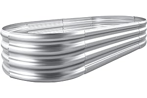 Land Guard Kit de Cama de jardín elevada galvanizada, Cajas de jardín galvanizadas para Exteriores, Metal Grande Ovalado para Verduras..
