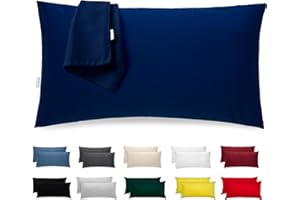 Flowen Federe Cuscini Letto Matrimoniale Cotone 50x80 Set 2 Copricuscini Tessuto Morbido Jersey Anallergico Antiacaro Traspirante con Zip Nascosta Coppia Fodere Lavabili in Lavatrice