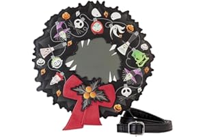 LOUNGEFLY Nightmare Before Christmas - Borsa a tracolla con ghirlanda luminosa, nero, Taglia unica, Borsa a tracolla