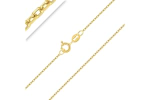 PLANETYS - Catenina Argento Sterling 925 Placcato Oro 18K Modello Forzatina Diamantate Larghezza: 1 mm Lunghezza: 40-45-50-55-60-65-70 cm