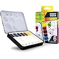 QoR Mini Watercolor 6-Color Half Pan Set, 6-Color Intensity Set
