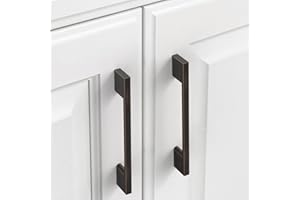 9BUILD EU0035 - 10 Maniglie per Armadi da Cucina, Bronzo Grattugiato a Olio, Distanza Tra i Fori 128 mm, per Mobili e Armadi