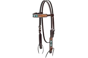 Weaver Leather 45-0144 Turquoise Cross-Diadema de Piel con Cuentas Turquesa de 5/8 Pulgadas, Unisex Adulto, Aceite Oscuro, 6,5