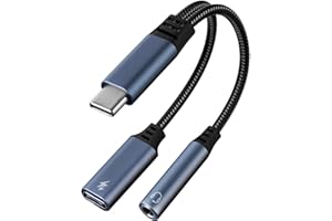 Avigers USB C Auf Klinke Adapter und Laden, 2-in-1 USB C auf 3,5mm Aux Kopfhörer Adapter, Unterstützt usbc zu Schnellladung Aux Audio für iPhone 16/15 Pro Max, Samsung Galaxy, Huawei, Google Pixel