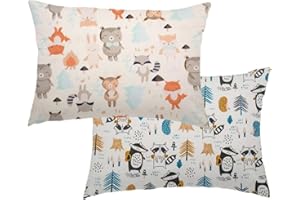 AISAWATE Funda de cojín infantil de 40 x 60 cm, 2 unidades, algodón orgánico, para cochecito de bebé, con cierre de solapa