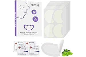 Patchs bouton ACOTYE 32pcs, pimple patch à L'huile d'arbre à thé, acide salicylique à 0,7% et niacinamide, pour les fortes éruptions d'acné sur le menton, les joues, le dos (M, 32)