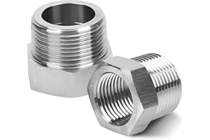 TOOLKNIGHT 2 Stück Edelstahl Reduzierstück 1 Zoll auf 3/4 Zoll, Edelstahl Reduziernippel Außengewinde auf Innengewinde, AG/IG Reduzierung, AG 1 Zoll x IG 3/4 Zoll Gewindefitting für Wasserleitungen