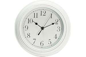 Topkey Reloj de Pared Silencioso Cocina 9 Pulgadas Retro Sin Tictac Decorativo Dormitorio Oficina Reloj de Pared - Blanco