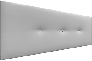 DHOME Cabecero de Polipiel o Tela Acualine Liso con Botones Tapizado de Alta Gama Cabezal Lujo Cama Dormitorio Moderno Acolchado (Polipiel Gris Claro, 145x50cm (Camas 120/135/140))