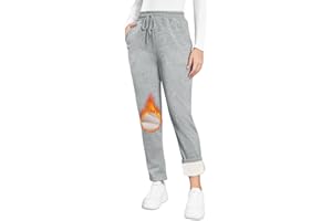 EDOTON Pantalones Chandal Cálidos Mujer Invierno Deportivos con Forro Polar Sherpa Pantalones de Wntrenamiento con Cordón Ajustable con 2 Bolsillos Pantalon de Jogging S-XL